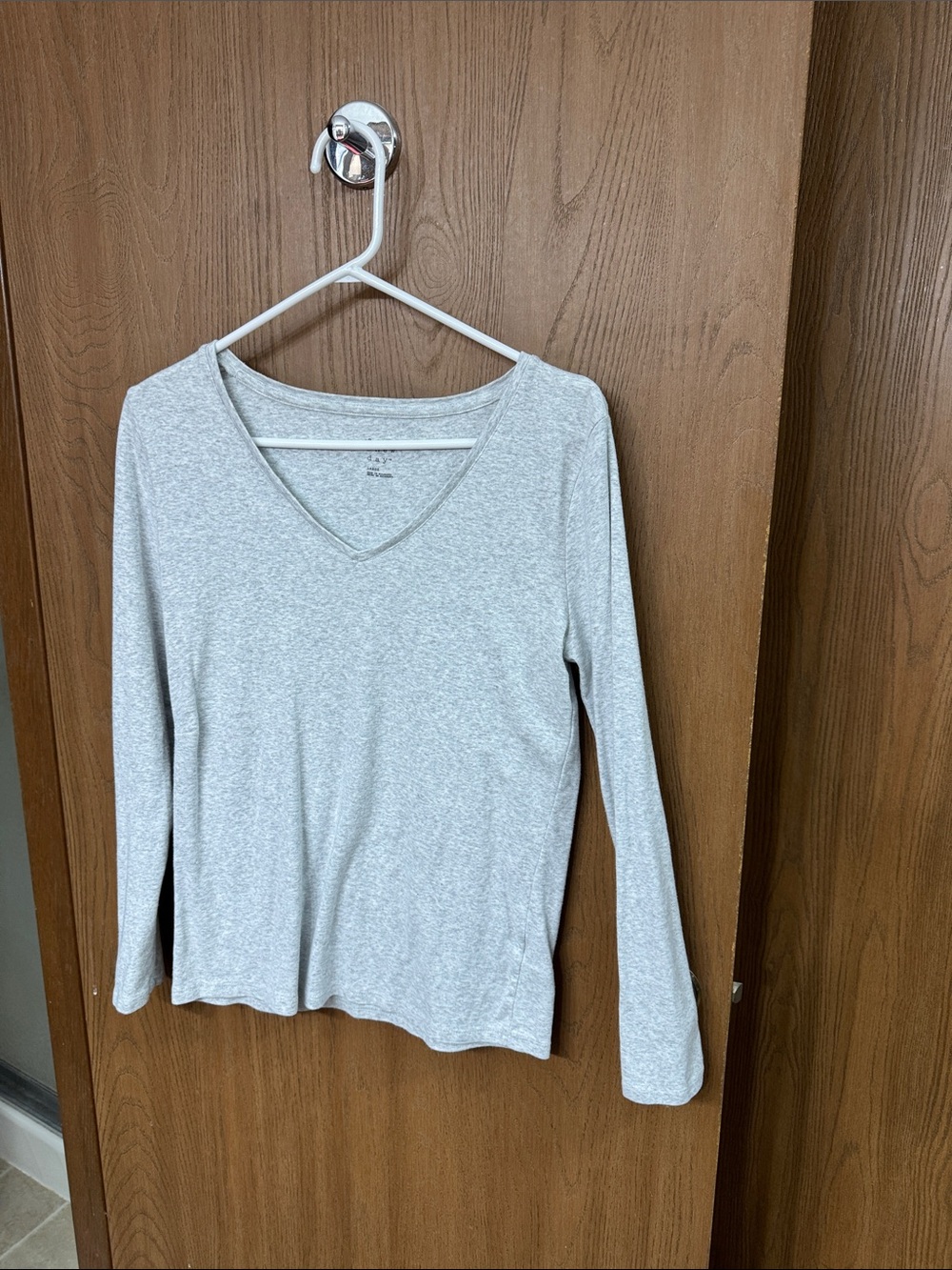 a new day Light Gray V-Neck Long Sleeve Top